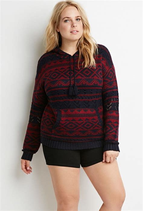 Forever 21 Forever 21 Plus Size Ribbed Diamond Pattern Hoodie Plus