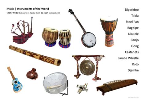 World Music Instruments Starter Activity By Neilfbentley Teaching