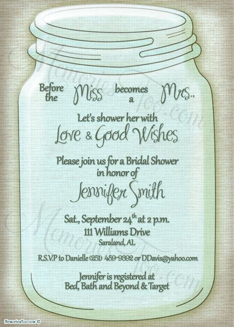 Free Printable Mason Jar Wedding Invitations
