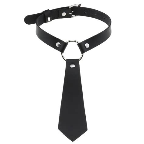 gothic pu leather bow tie collar choker necklace for women punk bondage collars necklace men