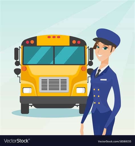 Young Caucasian Female School Bus Driver Vector Image
