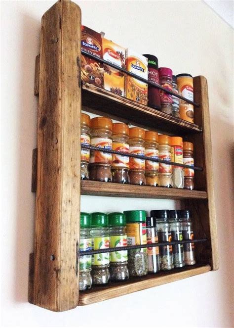 Spice Rack Handmade Kitchen Storage Rustic Spice Rack Wooden Spice