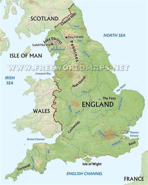 England Physical Map