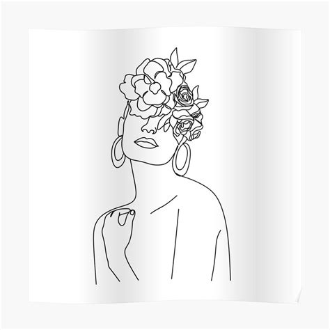 Choose colors from the color chart and specify them in the notes at checkout. Minimal Line Art Woman with Flowers Art Print by ...