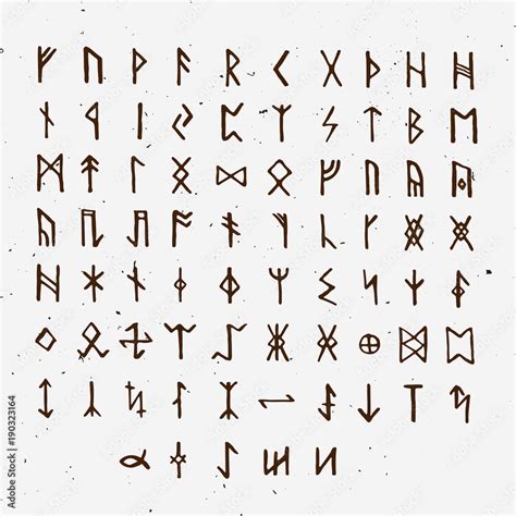 Fototapeta Set Of Old Norse Scandinavian Runes Runic Alphabet Futhark