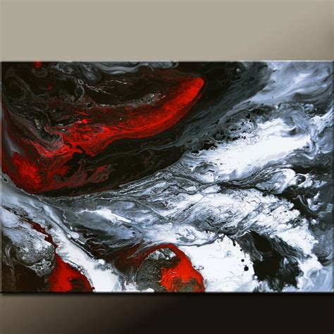 Abstract Canvas Art Painting 36x24 Original Red Black White