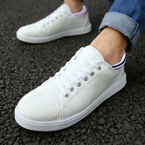 Quality 2016 Summer White Men Shoes Leather Flat Shoes For Men Low Top