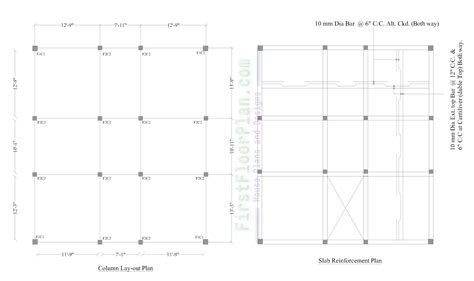 Small House Floor Plan Column Layout Slab Reinforcement Details