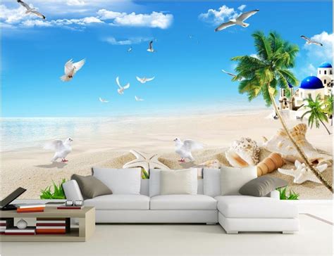Custom Mural 3d Wallpaper Picture Mediterranean Sea Beach Room Home