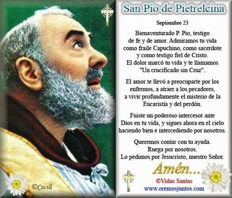 Vidas Santas Estampitas Con Oración A San Padre Pío De Pietrelcina