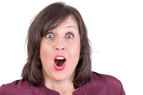 Happily Amazed Woman Looking At You Stock Image Image Of Mouth