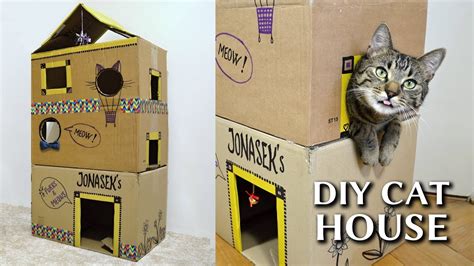 Epic Cardboard Cat House Diy Youtube
