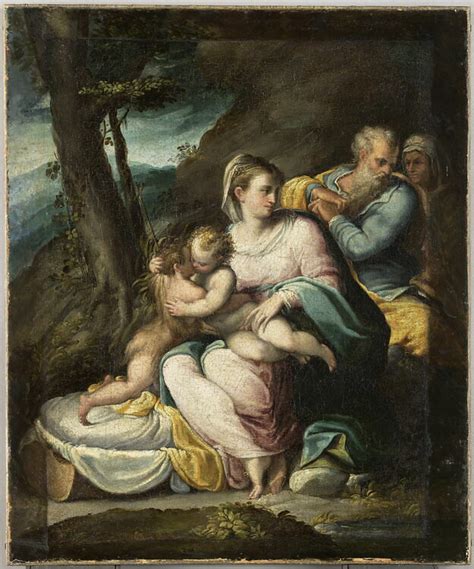 La Sainte Famille avec l Enfant Jésus embrassant saint Jean Baptiste Louvre Collections