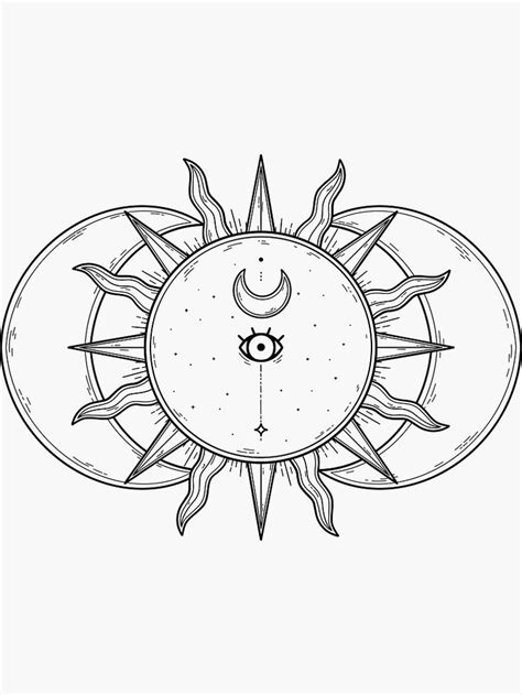 Celestial Sun And Moon And Stars Sticker By Katieharperart Boho