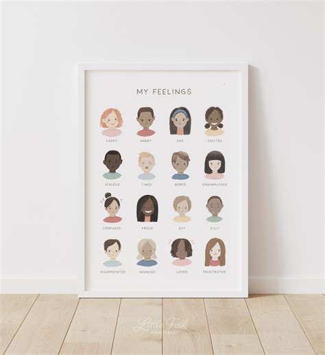 Rainbow Feelings Chart Emotions Print Printable Wall Art Montessori