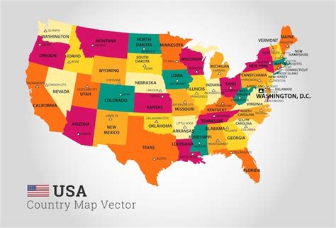 mapa detalhado da ilustração vetorial dos eua vetor premium