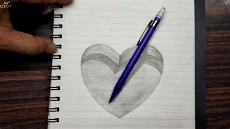 How To Draw 3d Heart Hole Pencil Drawing On Notebook Trick Art
