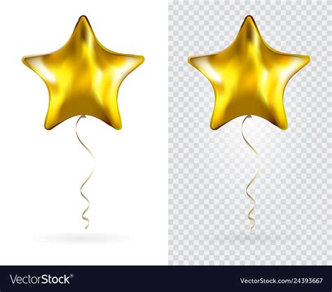 Set Of Golden Star Foil Balloons On Transparent Vector Image