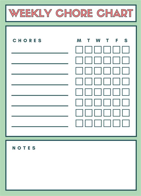 Printable Calendar Chore Chart