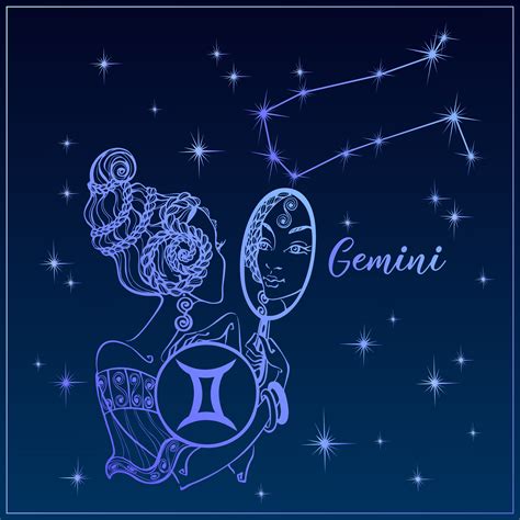 Zodiac Sign Gemini A Beautiful Girl The Constellation Of Gemini Night