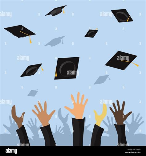 College Student Throwing Caps In Air Stock Vector Images Alamy