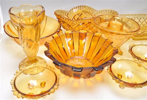 A Group Of Early 20th Century Art Deco 1930 S Orange Glassware With Some Frosted Examples To Incl