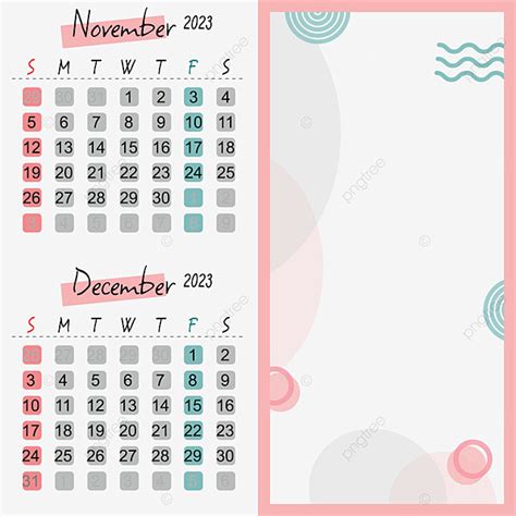 Calendario 2023 Vertical De Noviembre Y Diciembre Con Estilo Abstracto