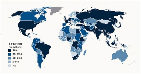 World Population By Continents And Countries Nations Online Project