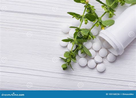 White Pills With Herbal Stock Photo Image Of Healthcare 105168236