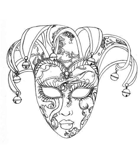 Venice carnival Mask with bells | Carnival masks, Skull coloring pages