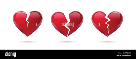Broken Hearts Vector Set Of Realistic Icons And Symbols Isolated In