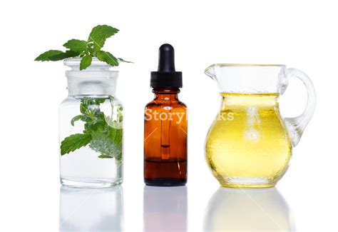Herbal Medicine Dropper Bottle With Mint Water With Oil Royalty Free