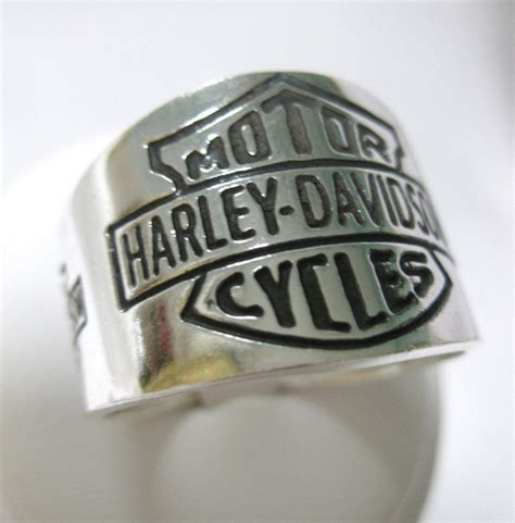 Harley Davidson Vintage Sterling Silver Logo Ring Size 13