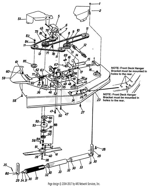 Mtd 190 993 000 1996 Parts Diagram For Mowing Deck Assembly