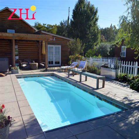 This pool can be a cocktail pool, a spool, or a much larger pool with a rectangular fiberglass pool shell. China Rectangle Fiberglass Pool with SPA and Tanning Ledge ...