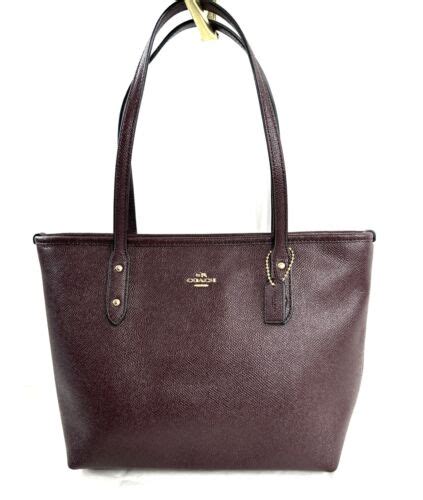 Coach Mini City F22967 Oxblood Leather Zip Tote Shoulder Bag Purse Ebay