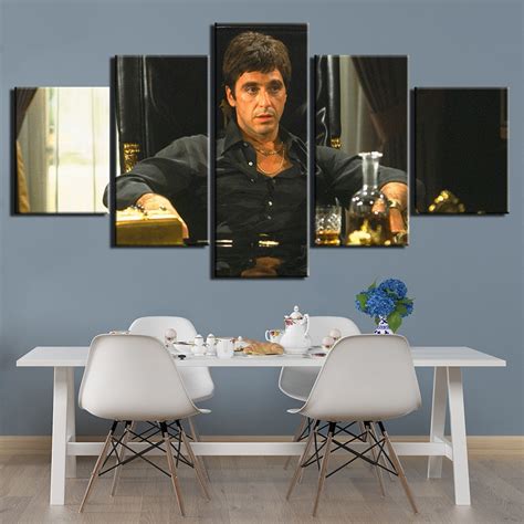 Al Pacino Scarface Framed 5 Piece Movie Canvas Wall Art Painting Wallp