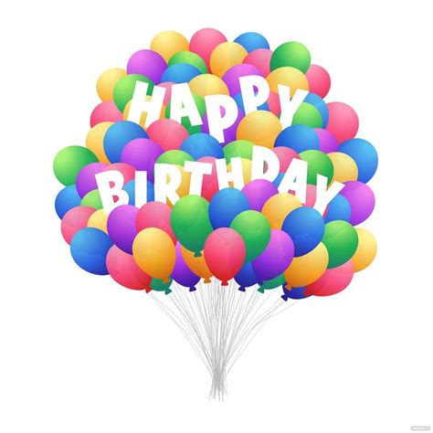 Colorful Happy Birthday Balloons Vector In Illustrator Svg  Eps