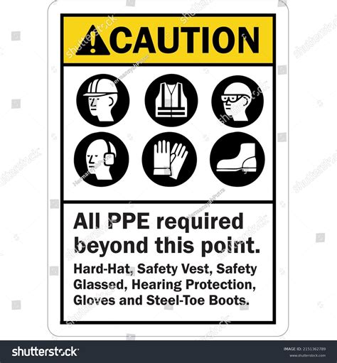 Caution Sign All Ppe Required Beyond Stock Vector Royalty Free