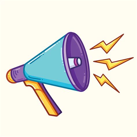 Colorful Turquoise Purple And Yellow Megaphone Loud Speaker Vector