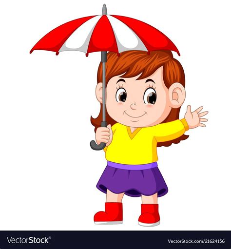 Girl With An Umbrella Vector Image On Vectorstock Cartoon People