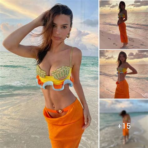 Emily Ratajkowski Shines Like A Beachside Mermaid In Glorious Orange Ensemble Tintuc H