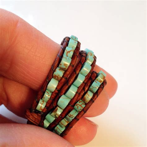 Leather And Turquoise Wrap Bracelet On Luulla