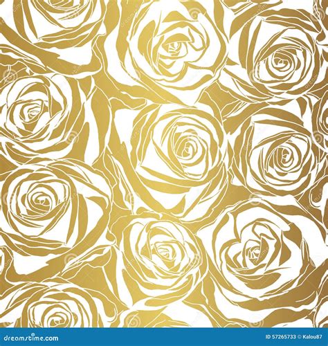 Elegant White Rose Pattern On Gold Background Stock Vector Image