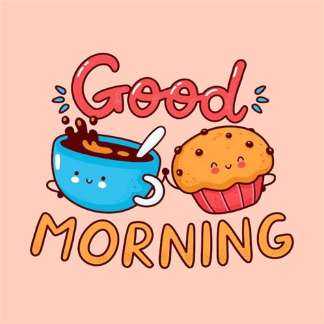 Premium Vector Cute Happy Coffee Mug And Muffin Cake Flat Line