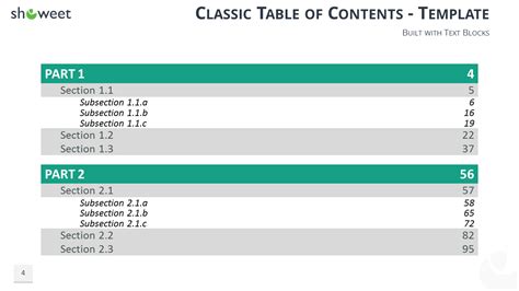 Table Of Content Templates For Powerpoint And Keynote Showeet