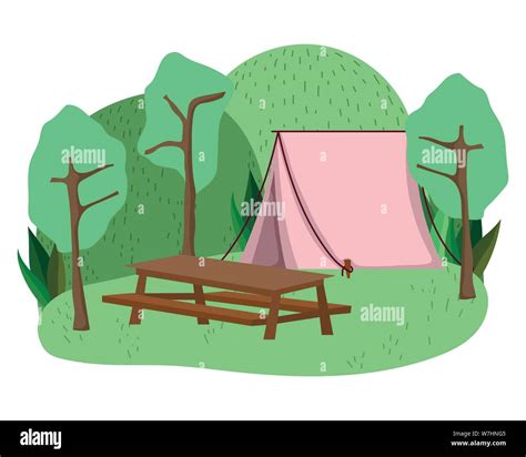 Dise O De La Carpa Camping Aventura Forestal En El Estilo De Vida Al