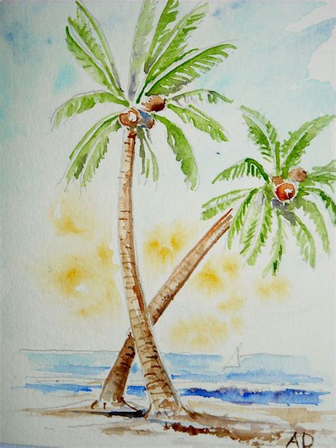 How To Draw A Palm Tree Drawing Sky Palm Tree