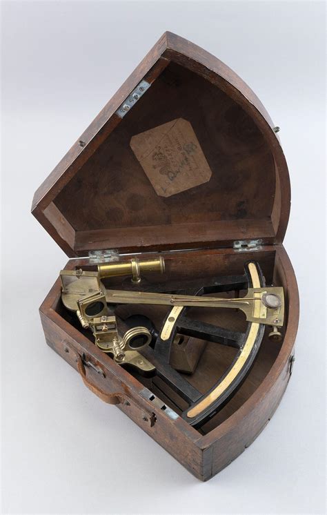 lot cased sextant by h hughes first half of the 19th century case