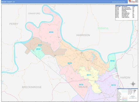 Meade County, KY Wall Map Color Cast Style by MarketMAPS - MapSales